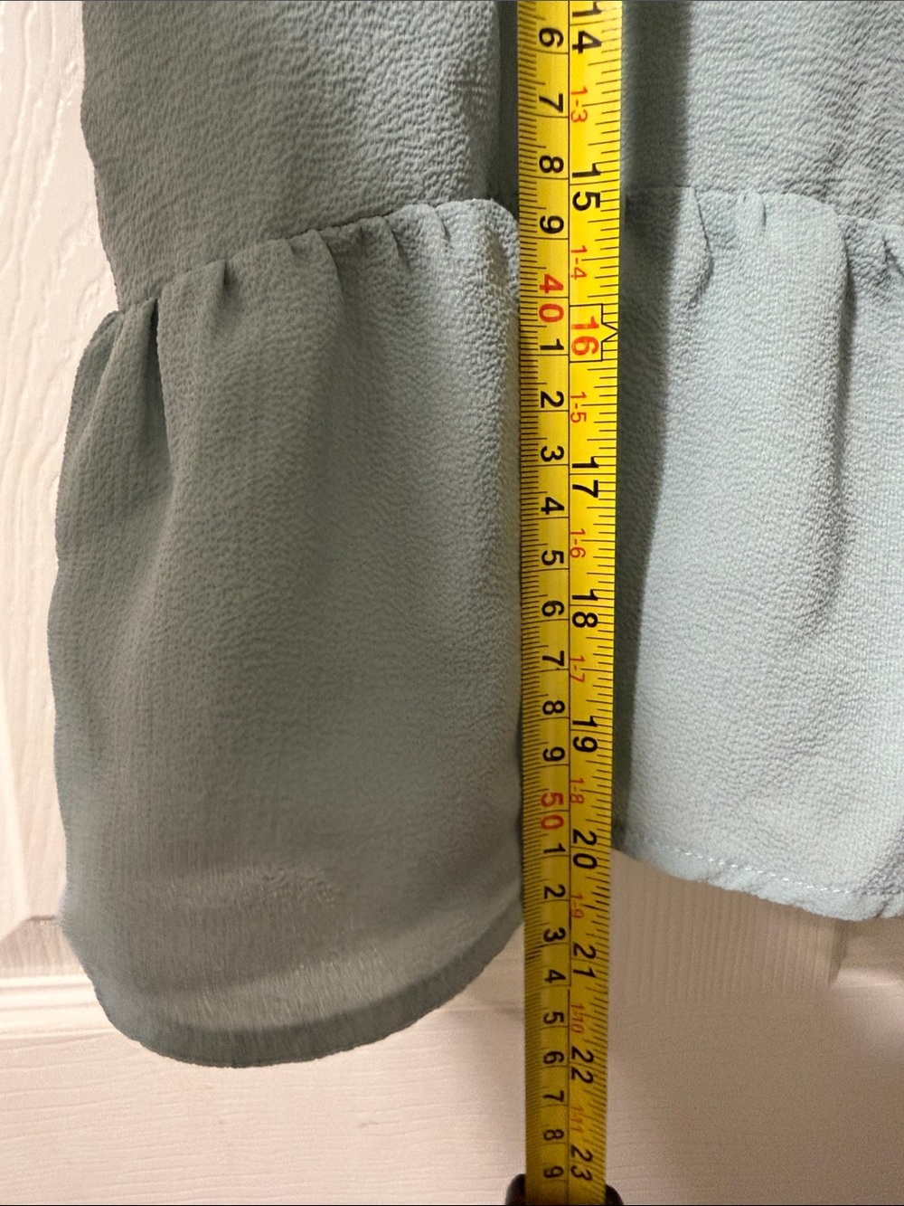 Hippie Rose Sage Green Ruffle Peplum Puff Sleeve Top - Picture 4 of 6